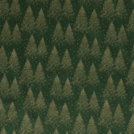 Poplin m/julgranar folietryck guld 145cm 025 Grön - 50cm