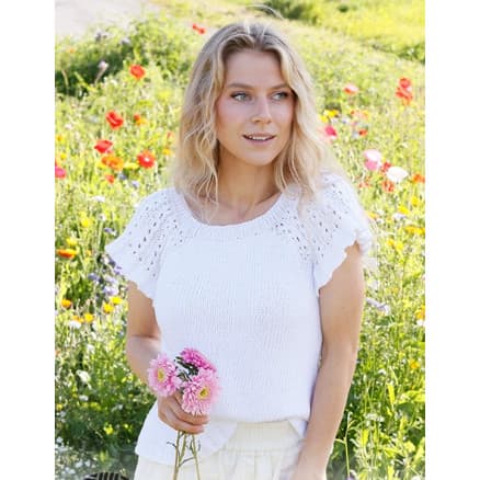White Roses Topp by DROPS Design - Topp Stickmönster str. S - XXXL