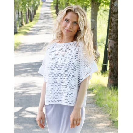 Frosted Daisies by DROPS Design - Topp Virkmönster str. S - XXXL