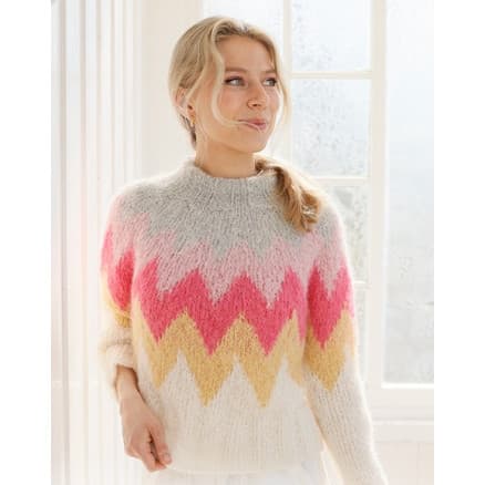 Pink Lemonade Sweater by DROPS Design - Tröja Stickmönster str. S - XXXL