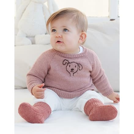 Woof Woof Sweater by DROPS Design - Baby Tröja Stickmönster str. 0/1 mån - 3/4 år