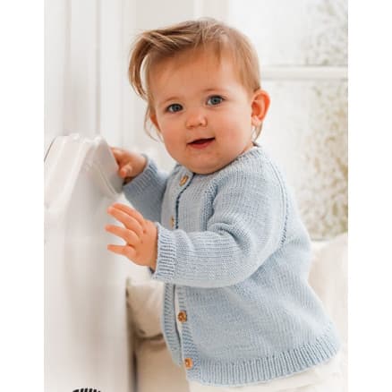 Dream in Blue Cardigan by DROPS Design - Baby Jacka Stickmönster str. 0/1 mån - 3/4 år