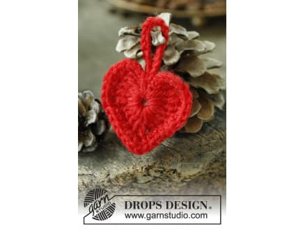 Heart of the Season by DROPS Design - Julhjärtan Virk-mönster 5 cm - 25 st