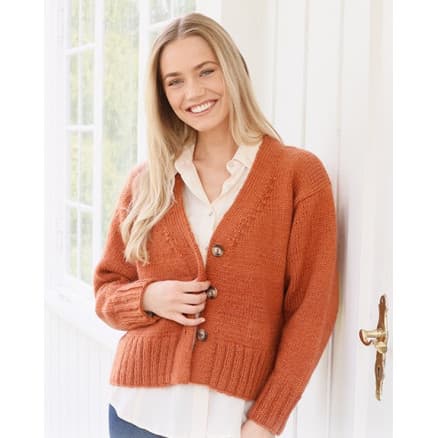 Glazed Orange by DROPS Design - Cardigan Stickmönster str. XS - XXL