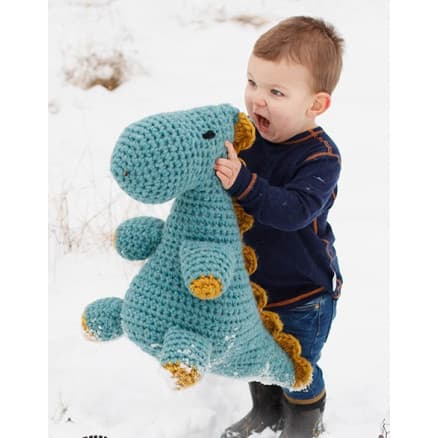 Dino Cuddles by DROPS Design - Dino virkmönster 48x48 cm