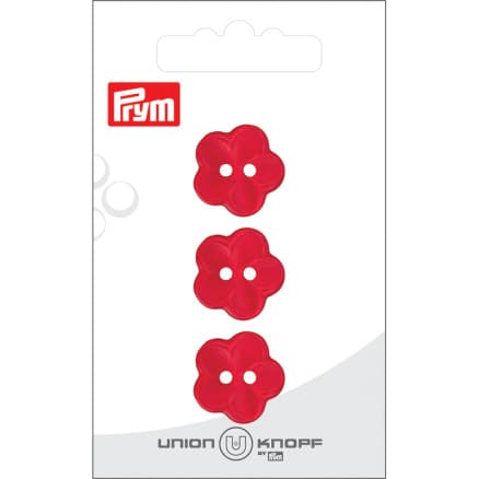 Prym Plastknapp Blomma Röd 18mm - 3 st.