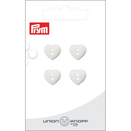 Prym Plastknapp Hjärta Vit 12mm - 4 st.