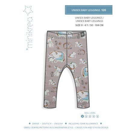 MiniKrea Snittm�nster 00120 Unisex Baby Leggings storlek 0-4 �r