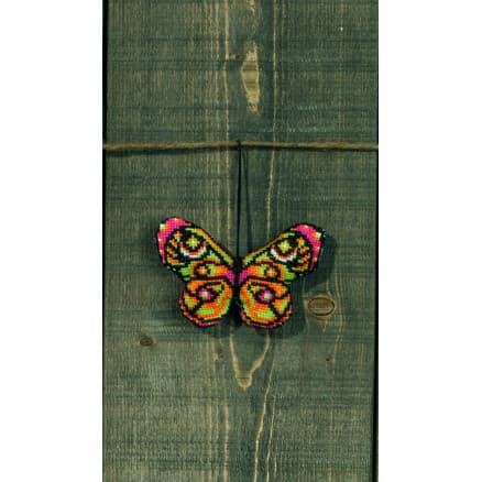 Permin Broderikit Fjäril grön rosa 9x6cm