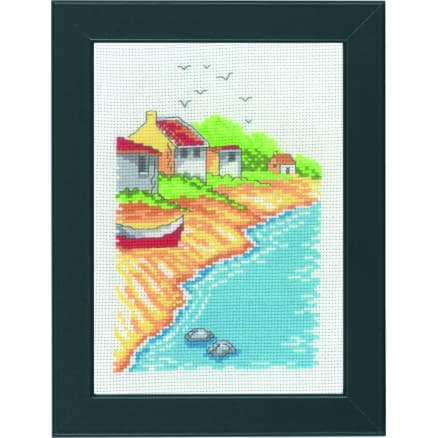 Permin Broderikit Strandhus 18x13cm