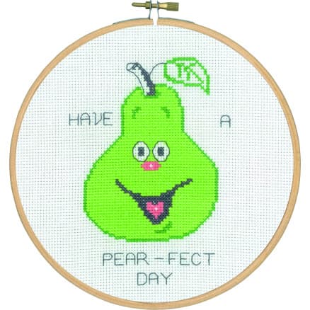 Permin Broderikit Have a Pear-fect Day Ø18