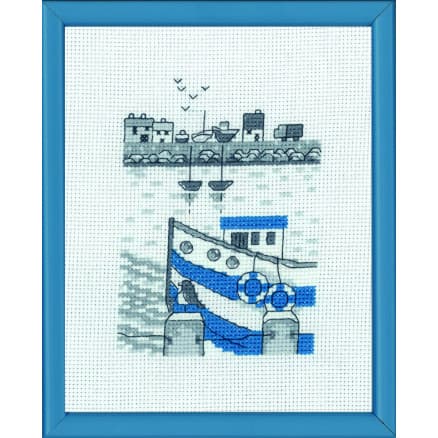 Permin Broderikit Fiskebåt 14x18cm