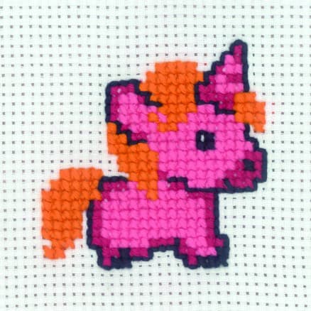 Permin Broderikit Enhörning rosa 8x8cm