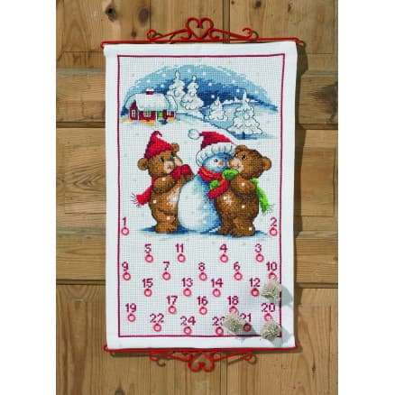Permin Broderikit Nallebjörnar och Snögubbe 38x62cm