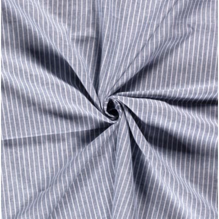 Lin/Bomull m/Ränder 145cm 006 Blå Grå - 50cm