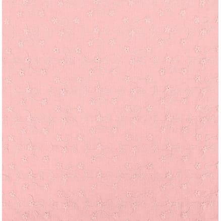 Bomullstyg med broderi 135cm 011 Rosa - 50cm