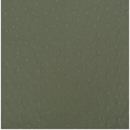 Bomullstyg med broderi 135cm 028 Armégrön - 50cm
