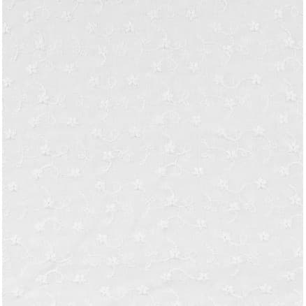 Bomullstyg med broderi 135cm 050 Vit - 50cm