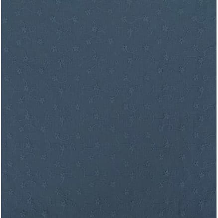 Bomullstyg med broderi 135cm 1107 Mörkblå - 50cm