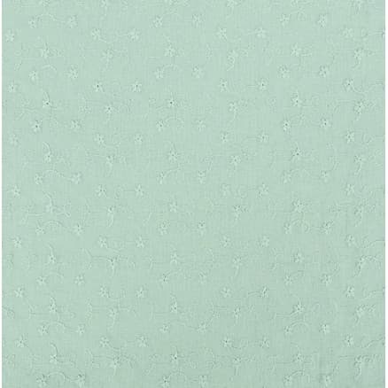 Bomullstyg med broderi 135cm 426 Mintgrön - 50cm