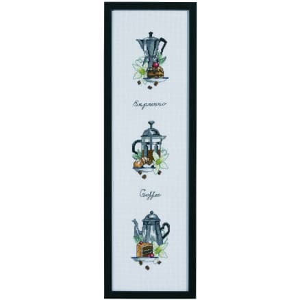Permin Broderikit Tre kaffekannor 15x55cm