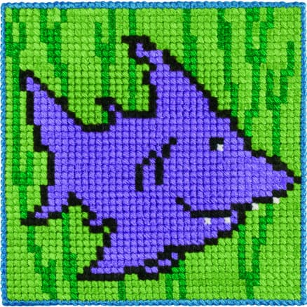 Permin Broderikit Barnstramalj Haj 25x25cm