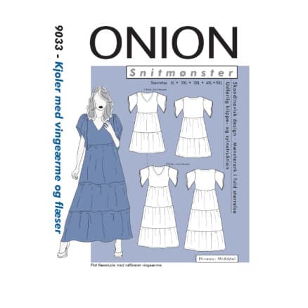 ONION Snittmönster 9033 Klänningar med vingärmar och volanger Storlek. XS-XL
