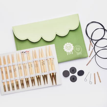 KnitPro Bamboo Ändstickor-set Bambu 60-80-100 cm 3-10 mm 10 storlekar - Deluxe