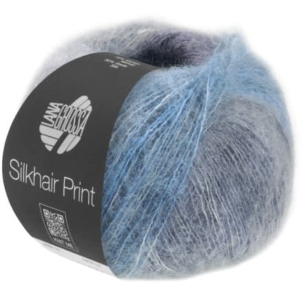 Lana Grossa Silkhair Print 431 Musgrå/Ljusgrå/Grå-lila/Jeans/Gråblå