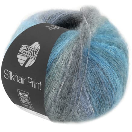 Lana Grossa Silkhair Print 432 Petroleum/Mörk Petroleum/Musgrå/Rökgrå