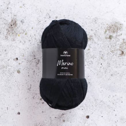 Svarta Fåret Merino Mini Garn 101 Svart