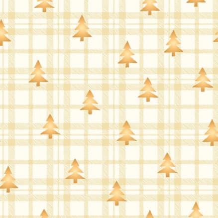 Bomullspoplin Tyg 145cm 051 - Beige med rutor och julgranar