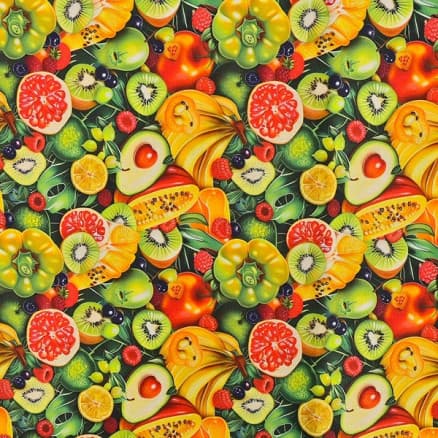 Bomullspoplin Tyg 150cm 025 - Blandad frukt