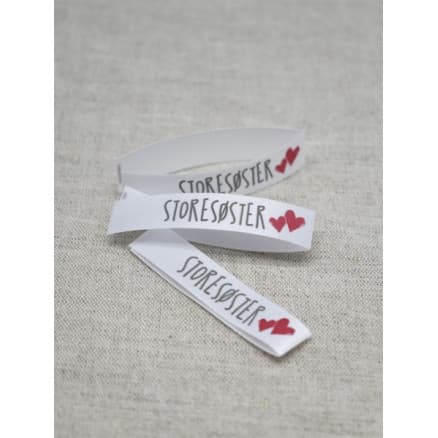 Etikett Storasyster Vit - 5 st.