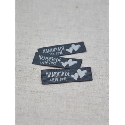 Label Handmade with Love Grå med Ljusgrå - 5 st.