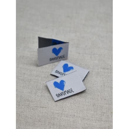 Label Handmade Vit med Blå - 5 st.