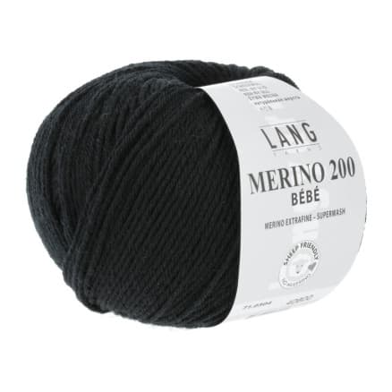 Lang Yarns Merino 200 Bebe Garn 304 Svart