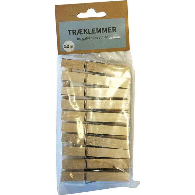 Tøjklemmer i Træ, 20 Stk. | Cc Hansen