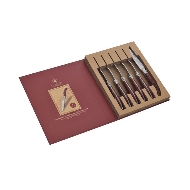 Laguiole Heritage Steakknive i Pakka Træ - 6 Stk.