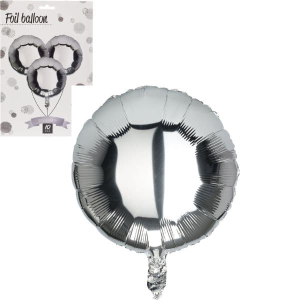 Ballong Silver Folie Rund 46cm Set 10stk