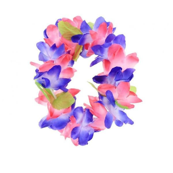 Hawaiianskt Pannband Stora Blommor Lila-rosa