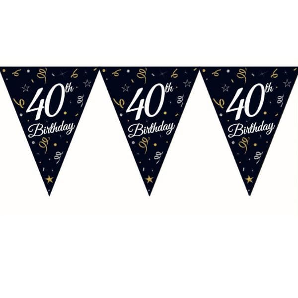 Beauty&Charm Pappersgirlang Med Flagga "40" 28 x 270 Cm