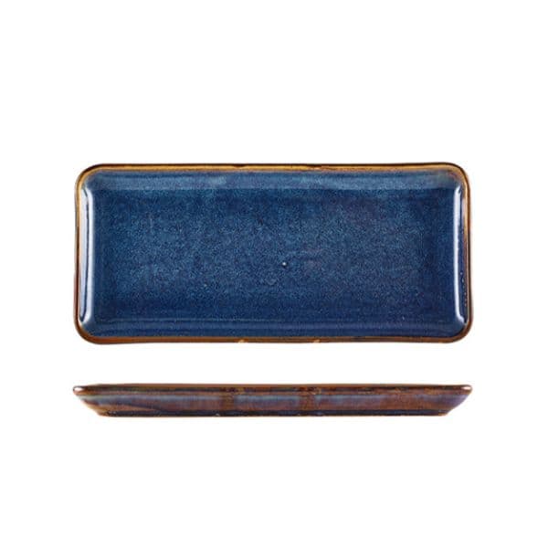 Terra Smal Rektangulär Skål Aqua Blå 27 x 12,5 Cm Genware
