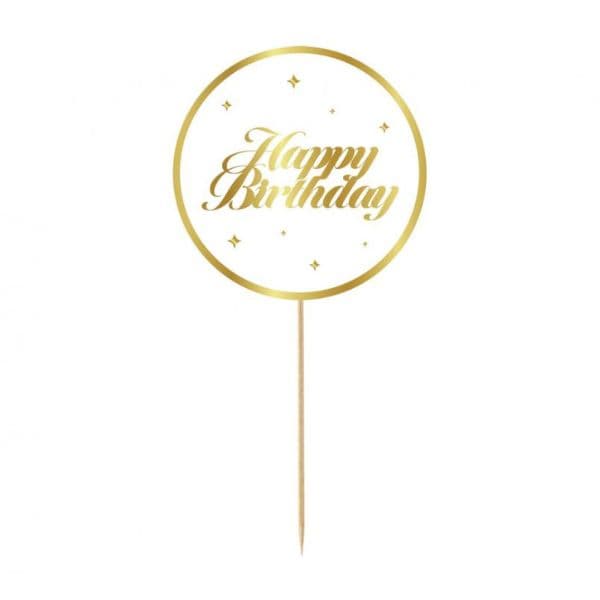 Kagepynt B&G Party Happy Birthday Vit Stjärnor Diameter 10 Cm