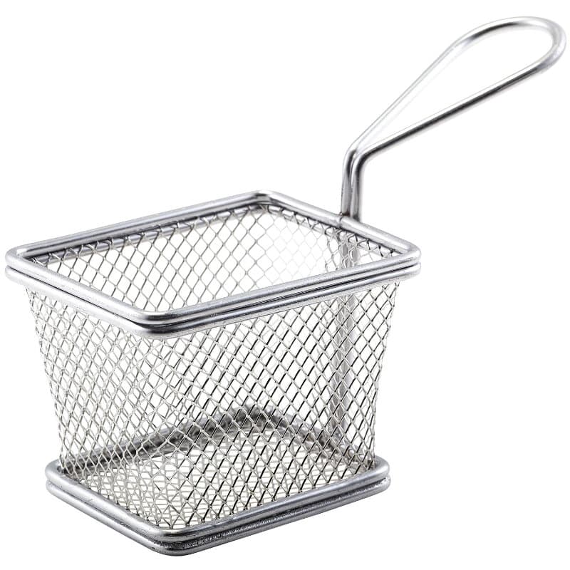 Mini Friturekorg För Servering Av Pommes Frites 10 X 8 X 7.5cm - Rostfritt Stål
