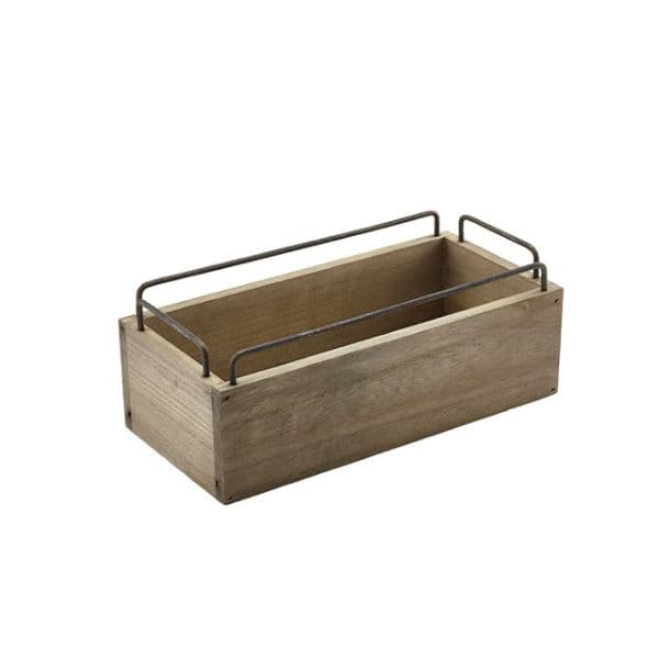Industriell Trälåda För Bordsdukning & Förvaring 25 x 12 x 9.5cm