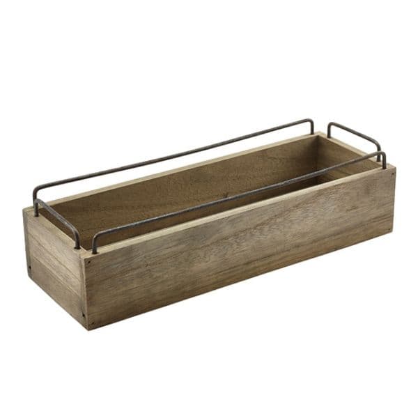 Industriell Trälåda För Bordsdukning & Förvaring 34 x 12 x 9cm