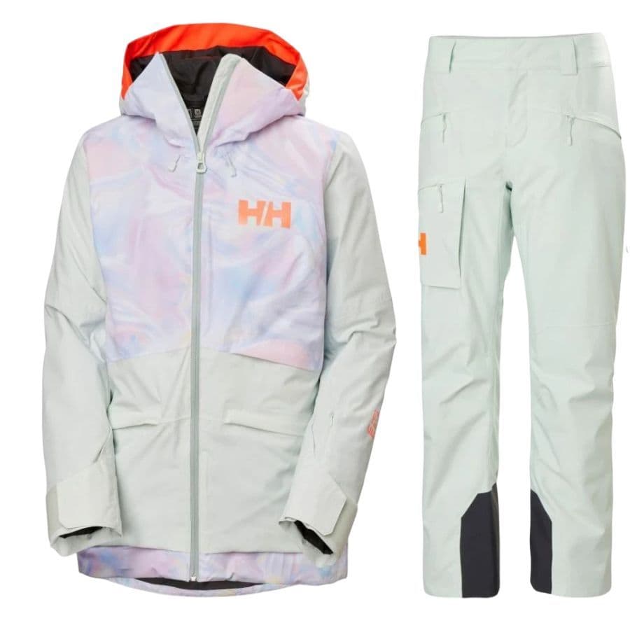 Helly Hansen Powchaser 2.0/Powderqueen, skidset, dam, ljusgrön/ljuslila