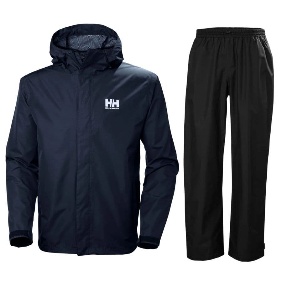 Helly Hansen Seven J/HH Rain, regnställ, herr, mörkblå/svart