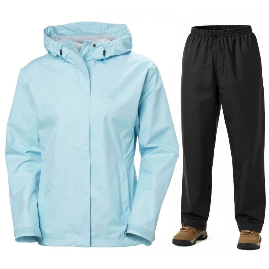 Helly Hansen Seven J/HH Rain, regnställ, dam, ljusblå/svart